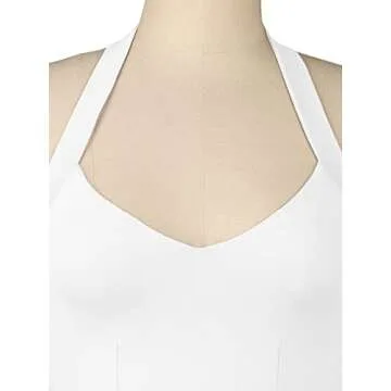 REORIA Women's Summer Sexy Halter V Neck Sleeveless Backless Y2K Trendy Crop Tank Tops for Going Out Teen Girls White Small