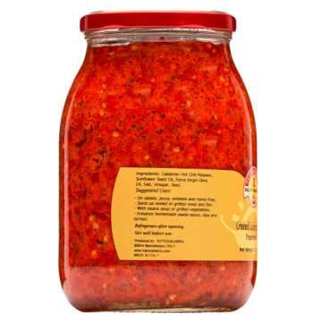 Crushed Calabrian Chili Pepper, Paste/Spread, 33.5 oz Club Pack Size, All Natural, Non-GMO, Product of Italy, Glass TuttoCalabria