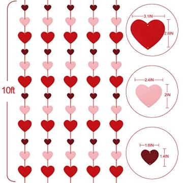 Valentine's Day Felt Heart String Garlands - 8 Packs