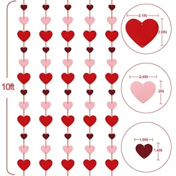 Valentine's Day Felt Heart String Garlands - 8 Packs