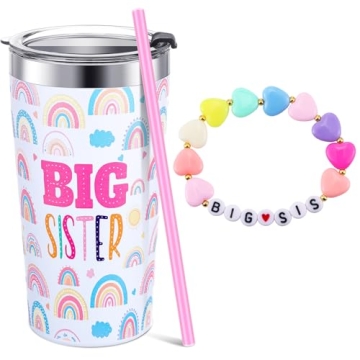 Maxcheck 2 Pcs Sister Gift - 12 oz Stainless Steel Pink Tumbler Set