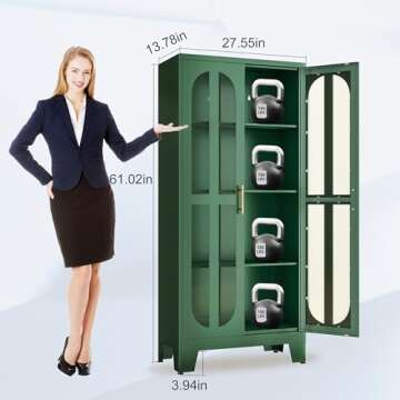 erosoei Metal Kitchen Pantry Storage Cabinet,Food Pantries Cabinets with Acrylic Glass Doors and Adj...