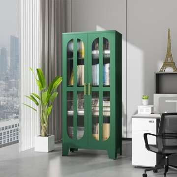 erosoei Metal Kitchen Pantry Storage Cabinet,Food Pantries Cabinets with Acrylic Glass Doors and Adjustable Shelves,Storage Cupboard for Kitchen, Living Room, Laundry Room and Dinning Room 61.02”H