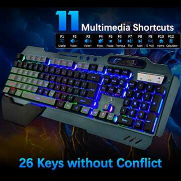 Wireless Gaming Keyboard and Mouse with RGB Backlighting