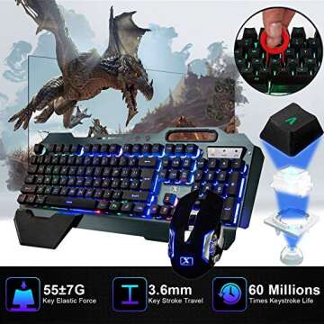 Wireless Gaming Keyboard and Mouse with RGB Backlighting