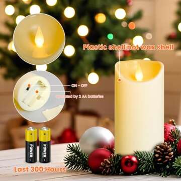 YIWER Flameless Plastic LED Candles,Pack of 2 Battery Operated Flickering Candle with Remote Control and Timer Electric Fake Light D3 H6 Ivory Pillar
