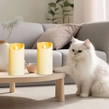 YIWER Flameless Plastic LED Candles,Pack of 2 Battery Operated Flickering Candle with Remote Control and Timer Electric Fake Light D3 H6 Ivory Pillar