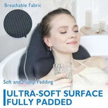 Poemland Luxury Bath Pillow for Neck and Shoulder Support