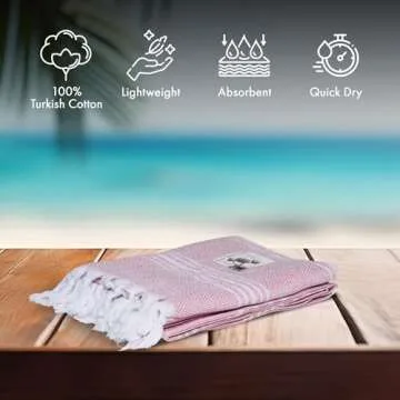 SALBAKOS - Cotton Turkish Beach Towel - Made with 100% Turkish Cotton, Lightweight, Absorbent & Quick Dry Beach Towels for Gym, Pool, Beach & Spa | 40"x70" (Pink)
