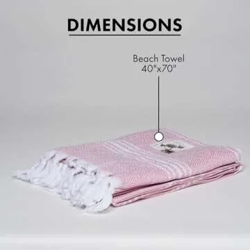 SALBAKOS - Cotton Turkish Beach Towel - Made with 100% Turkish Cotton, Lightweight, Absorbent & Quick Dry Beach Towels for Gym, Pool, Beach & Spa | 40"x70" (Pink)