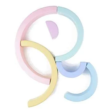 Wenini Wooden Rainbow Stacking Toy Large Nesting Puzzle Blocks Educational Learning Toys/Creative Colorful Building Blocks/Wooden Rainbow Arch Bridge (B)
