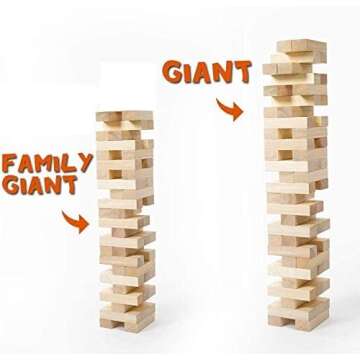 Gentle Monster Giant Tumble Tower with Dice & Game Board, 56 Pcs Large Size Wooden Stacking Game, Cl...