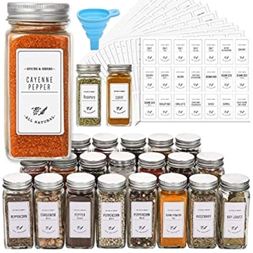 AOZITA 24 Pcs Glass Spice Jars with Labels & Funnel
