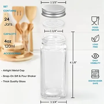 AOZITA 24 Pcs Glass Spice Jars with Labels & Funnel