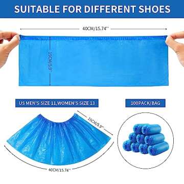 HUADYMEET Shoe Covers 200 Pack - Waterproof Disposable Shoe Boots