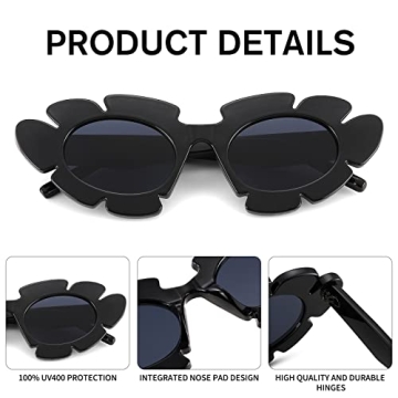 Trendy Cat Eye Flowers Sunglasses UV400 Protection