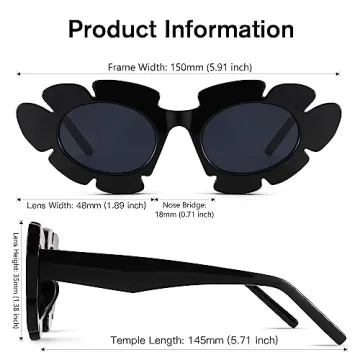 Trendy Cat Eye Flowers Sunglasses UV400 Protection