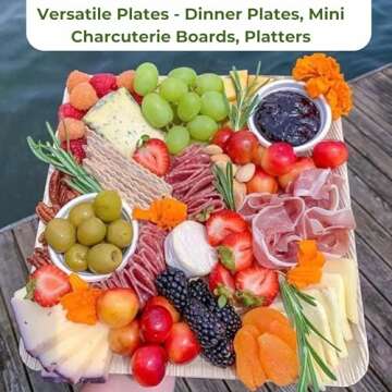 Dtocs Palm Leaf Plates 10 Inch Square (50 Pack) | Bamboo Plates Disposable Look Compostable Dinnerware Sets, Charcuterie Boards, Cheese Platter | Wedding Supplies Sturdy than 10" Paper Trays