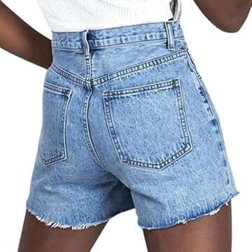 Genleck Women's Juniors Criss Crossover Jean Shorts High Waisted Stretchy Denim Shorts Casual Summer Hot Shorts(Blue,XS-XL)