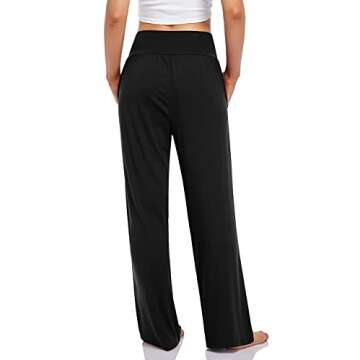 UEU Women's Buttery Soft High Waist Yoga Pants Casual Loose Fit Sweatpants Comfy Lounge Wide Leg Athletic Sweat Pants with Pockets(Black,S)
