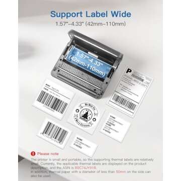 POLONO A400 Bluetooth Thermal Label Printer, 4x6 Label Printer for Shipping Packages Small Business, Bluetooth Shipping Label Printer for iPhone, Android & PC, Compatible with Amazon, Ebay, ect.