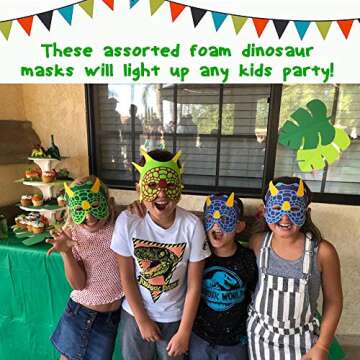 Genovega Dinosaur Masks Party Supplies for Kid (16 Packs) Felt and Elastic - Masquerade and Birthday Dinosaur Party Mask Favors Decorations, Perfect for Children Girls Boys Kids
