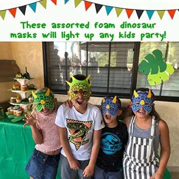 Genovega Dinosaur Masks Party Supplies for Kid (16 Packs) Felt and Elastic - Masquerade and Birthday Dinosaur Party Mask Favors Decorations, Perfect for Children Girls Boys Kids