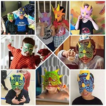 Genovega Dinosaur Masks Party Supplies for Kid (16 Packs) Felt and Elastic - Masquerade and Birthday Dinosaur Party Mask Favors Decorations, Perfect for Children Girls Boys Kids