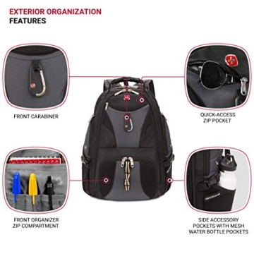 SwissGear 1900 Scansmart TSA 17 Laptop Backpack, Grey/Black, 19-Inch