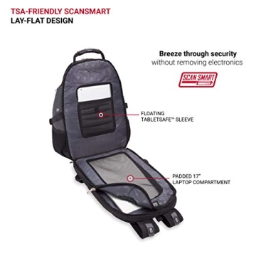 SwissGear 1900 Scansmart TSA 17 Laptop Backpack, Grey/Black, 19-Inch