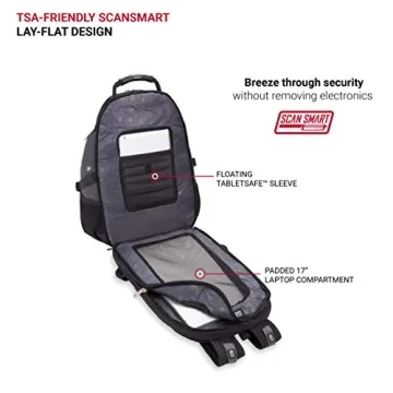 SwissGear 1900 Scansmart TSA 17 Laptop Backpack, Grey/Black, 19-Inch