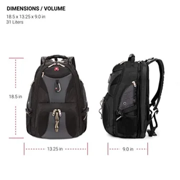 SwissGear 1900 Scansmart TSA 17 Laptop Backpack, Grey/Black, 19-Inch
