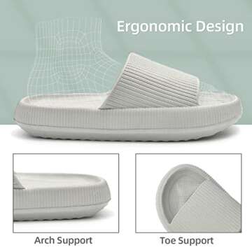 TREEMALL Pillow Slippers Cloud Slides for Women and Men，Non-Slip Open Toe Shower Slippers Massage Home Slippers for Indoor & Outdoor