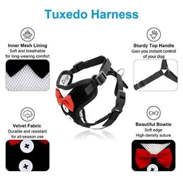 Adorable Bark Lover Puppy Bowtie Harness for Small Dogs