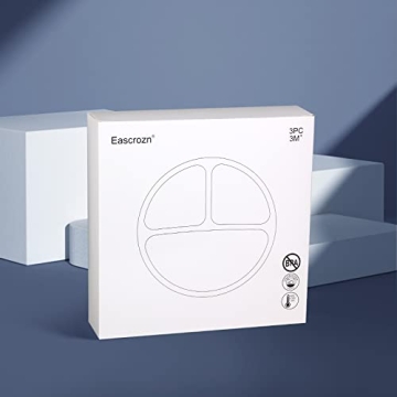 Eascrozn Suction Plates for Baby - 3 Pack, BPA Free