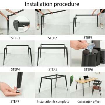 MAIKAILUN Modern Desk Frame 28" Industrial Metal Table Legs with Suction Cups,Desk Base for Marble, Glass,Wood Top, Set of 4 Black Furniture Legs for Home,Kitchen,DIY Desk