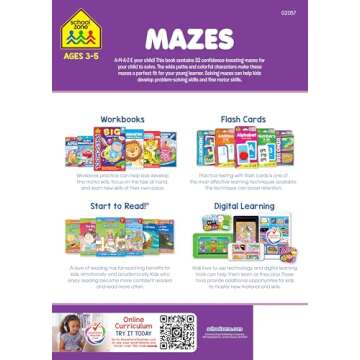 Engaging School Zone Mazes Workbook - Fun Puzzles for Ages 3-5