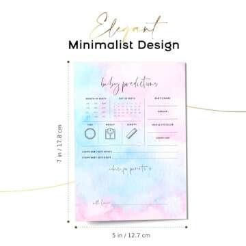 Large Baby Predictions & Advice Cards (50 Pack), Gender Reveal Games, Baby Shower Games, Wishes for Baby, Advice for New Parents to Be – Double-Sided Cards – Minimalist