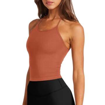 Womens Sports Bra Long Spaghetti Strap Tank Tops Padded Tanks Athletic Yoga Bra Camisole Workout Top...