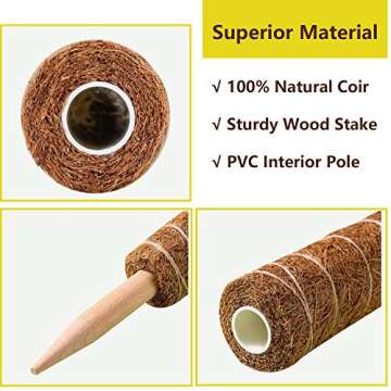 Domipool 20 Inch Coir Moss Pole for Climbing Plants