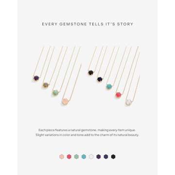 PAVOI 14K Yellow Gold Plated Rose Quartz Gemstone Pendant Necklace | Gemstone Dainty Chain Necklaces for Women