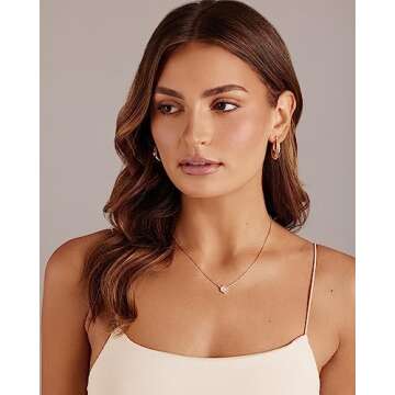 PAVOI 14K Yellow Gold Plated Rose Quartz Gemstone Pendant Necklace | Gemstone Dainty Chain Necklaces for Women