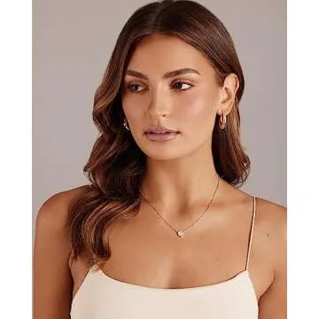 PAVOI 14K Yellow Gold Plated Rose Quartz Gemstone Pendant Necklace | Gemstone Dainty Chain Necklaces for Women