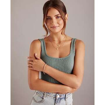 PAVOI 14K Yellow Gold Plated Rose Quartz Gemstone Pendant Necklace | Gemstone Dainty Chain Necklaces for Women