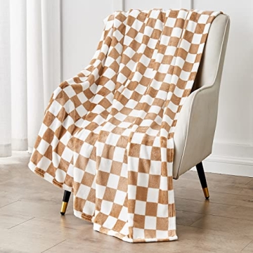 Edenleaf Checkered Blanket Flannel Throw Blankets Soft Cozy Checkered Grid Print Chessboard Gingham ...