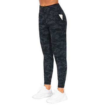 THE GYM PEOPLE Women's Joggers Pants Lightweight Athletic Leggings Tapered Lounge Pants for Workout, Yoga, Running (Medium, BlackGrey Camo)