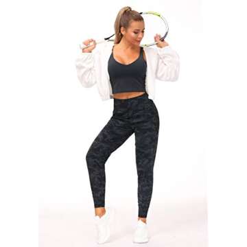 THE GYM PEOPLE Women's Joggers Pants Lightweight Athletic Leggings Tapered Lounge Pants for Workout, Yoga, Running (Medium, BlackGrey Camo)