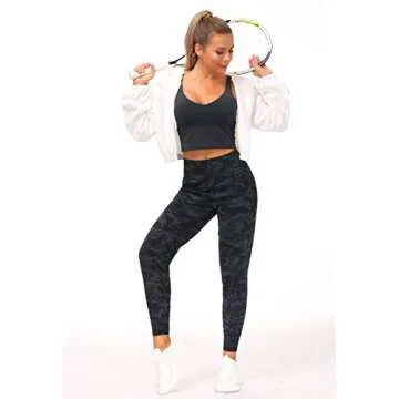 THE GYM PEOPLE Women's Joggers Pants Lightweight Athletic Leggings Tapered Lounge Pants for Workout, Yoga, Running (Medium, BlackGrey Camo)
