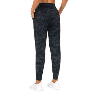 THE GYM PEOPLE Women's Joggers Pants Lightweight Athletic Leggings Tapered Lounge Pants for Workout, Yoga, Running (Medium, BlackGrey Camo)