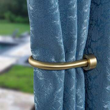 Premium Curtain Holdback, Quality Metal Decorative Curtain Holdbacks with Zinc Alloy Cap Finials,Rus...